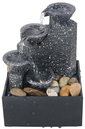 Fuente de cascada para interiores, fuente de mesa con luz LED, fuente de mesa para interiores para decoración del hogar y la oficina