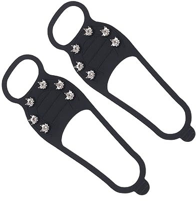 Yardwe Crampons for Hiking Shoes Ice Cleat Spikes Silicone Spikes Ice Grips Cleats Shoes Grips 6 Teeth Anti-skid Overshoes for Outdoor