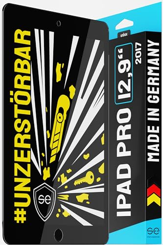 smart engineered se GLASFOLIE für iPad Pro 12,9 (2017), unzerstörbare Panzer Schutz Glas Folie, 9H mit Anti-Shock, innovative Montage und unzerbrechliches Material, Made in Germany