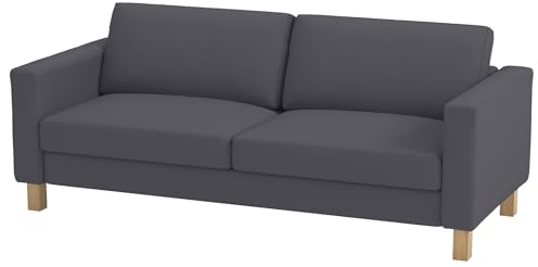 Nur Sofabezug. Strapazierfähiger Stoff-Sofabezug für Karlstad Three 3 Sitzer (kein Loveseat. ) (Breite: 205 cm) Bezug, Ersatz, kompatibel mit iKea Karlstad-Schonbezug (Polyester Flachs dunkelgrau)