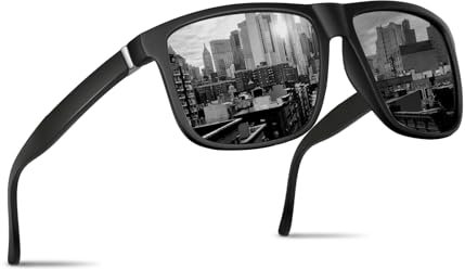 FLEERNIO Polarisierte Sonnenbrille Herren Damen, UV400 Schutz Unisex Sonnenbrille Polarisiert, Sommer Brille Herren Polarized Sunglasses Men Women, Polarisiert Herren Sonnenbrillen Mattes Schwarz