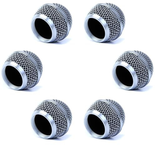 RK143G SM58 Replacement Grille for Shure SM58 Dynamic Vocal Microphone, with Insert Windscreen, Silver Color, 6 Pack