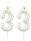 Perlweiße Geburtstagskerze, weiße Happy Birthday Zahl 33, Kuchenkerzenaufsatz für Mädchen, Hochzeitstag, Gedenken