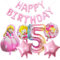 JIOLINK Cartoon Luftballons 5 Jahre, 7 Stück Cartoon Deko Geburtstag, Rosa, Luftballons 5. Geburtstag Mädchen Cartoon Thema Party Deko für Kindergeburtstag Mädchen (5 Jahre)