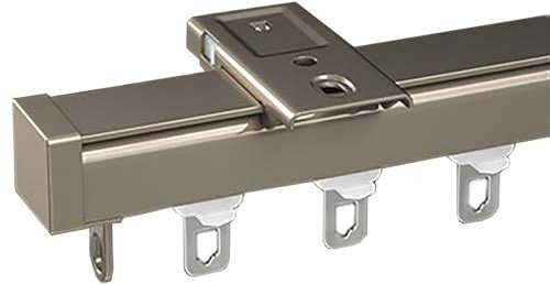 ROFBIHG Aluminium-Vorhangschiene, Deckenschiene Gardinen Schienensystem, Oben/seitlich montierte Vorhangschienen mit geräuscharmen Rollen, gerade Vorhangschiene Gardienenschienenset, 1m-6m
