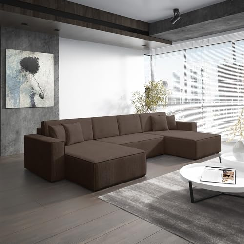 Fun Möbel Wohnlandschaft Schlafsofa Sofa Conor Premium (Stoff Poso Dunkelbraun)