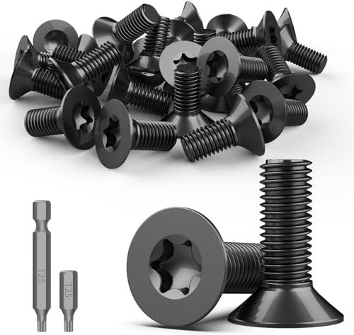 TXXATX 30 Piezas Tornillos Cabeza Avellanada Torx M5 x 20 mm Tornillos de Acero Inoxidable A2 V2A Tornillo Mecánico Tornillos Avellanados Negro Tornillos de Cabeza Plana con Punta Torx T25