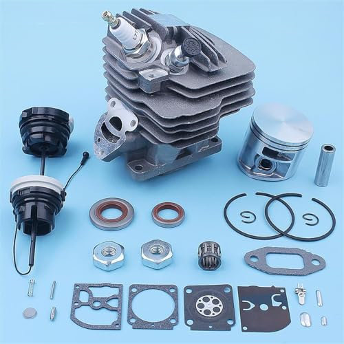Yurefax Kit carburatore paraolio pistone Cilindro, for Motosega STIHL, MS261 MS 261 MS261C 44,7 mm 1141 020 1200 Pezzo di Ricambio Tappo di Ricambio Kit pistone Cilindro
