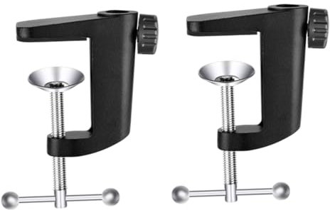 OFFSCH 2stücke Aluminiumlegierung C- Tischklemme Für Mikrofon Und Tischlampe Für Zuhause Büro Und Studio Schwarze Halterung Für Festen