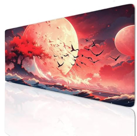 Tapis de Souris XXL Gamer 140x70x0.4cmTapis Souris Scenery Tapis Gaming Grand Tapis de Bureau Base en Caoutchouc Antidérapante, Sous Main Bureau à Bords Cousus pour Gamer, Ordinateur, PC, Bureau 3-773