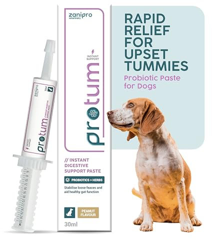 Zanipro Protum Probiotic Paste for Dogs - 30ml Advanced Prebiotic Formula for Digestive Support - Tasty Peanut Flavour for Canine Gut Health - Aids Digestion, Diarrhea Recovery, and Wellness