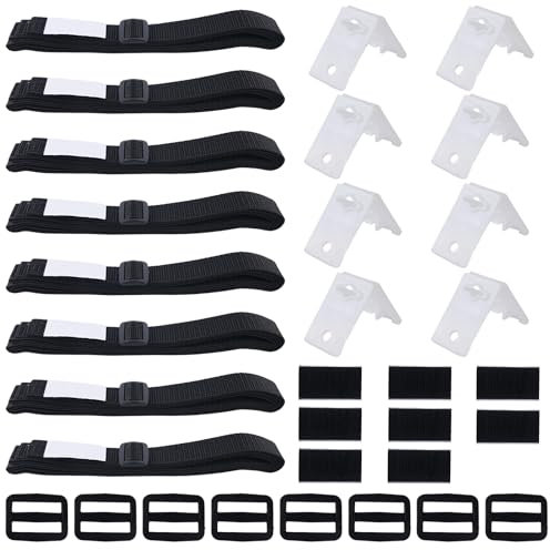 BORDEAG Kit De Fixation pour Bâche Solaire De Piscine, 8 Sangles en Nylon, 8 Plaques De Cordon, 8 Boucles, Sangles De Serrage De Couverture De Piscine pour Couvertures De Bâches De Piscine