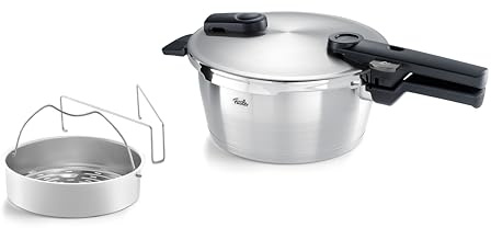 Fissler Vitaquick Premium/Schnellkochtopf (3,5 L, Ø 22 cm) m. Einsatz, Edelstahl-Dampfkochtopf, 2-Garstufen, Made in Germany - Induktion