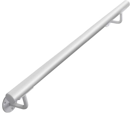 Purife Robustes Metall-Treppengeländer für den Innenbereich, weiß, Wandhalterung, Rohr, Treppenhandlauf – Handläufe für Innen- und Außentreppen, Geländer, Veranda-, Terrassengeländer, Wandhaltegriffe