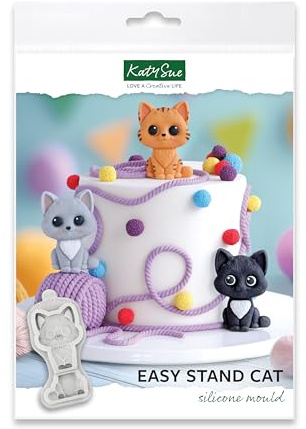 Katy Sue Easy Stand Cat Silicone Mould for Cake Decorating & Craft. Use with Fondant, Sugar Paste, Gum Paste & Air Dry Clay from Katy Sue Designs Fondant Moulds