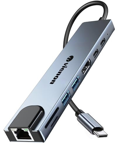 USB C Hub Ethernet HDMI Adapter, 8 in 1 Laptop Docking Station with 4K HDMI, RJ45 Ethernet 100Mbps, SD/TF Card Reader, USB 3.0/2.0, PD 100W, LAN USB C Dongle for MacBook Pro/Air, iPad Pro, XPS, etc