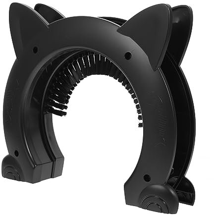 JUMPLAWN Katzenklappe Innentür aus Abs Kunststoff Schwarz mit Bürstendesign Haustiertür für Hunde und Katzen Ermöglicht Freies und Ausgang für Wohnungskatzen und Haustierzimmer