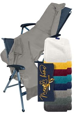 Marie´s Home Frottee - Schonbezug für Gartenstuhl und Gartenliege Gartenstuhlauflagen 60x130 für Campingstuhl Campingliege Klappstühle Saunaliege Strandliegen Poolliegen, 60 x 130 cm, Silber