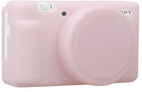 BOVKE Custodia per fotocamera Sony ZV-1, Custodia silicone per fotocamera ZV1 Caso gomma per corpo e pelle protettiva copertura dell'obiettivo rimovibile per fotocamera Sony ZV-1 Vlogging, Jelly Rosa