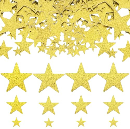 210 Stück Tischdeko Weihnachten Sterne Gold,Weihnachts Stern Konfetti Set | Christmas Glitzer Klein Goldene Basteln Confetti Streuteile Streudeko,für Silvester Hochzeit Geburtstag Party Glitzern Papier