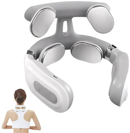 Electric Neck Massager with Heat - 2.0 Pro 4 Head Cervical Spine Massage for Shoulder Pain Relief, 16 Intensity Levels, Ergonomic Design Portable Nerve Massager for Home, Office & Travel