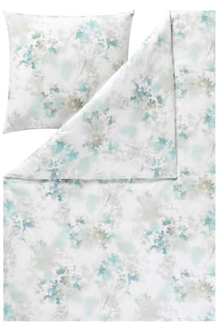 ESTELLA Flanell Bettwäsche Frosted Flowers 135x200 cm mit Kissenbezug 80x80 cm, kuschelig warme Winterbettwäsche aus 100% Baumwolle, weicher Kuschelflanell, Blumenmuster, verdeckter Reißverschluss