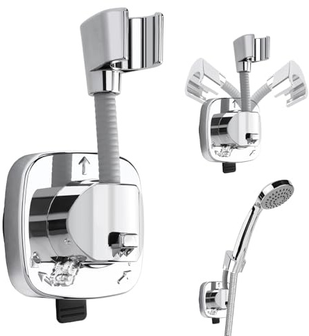 Supporto per soffione doccia senza foratura, supporto per doccetta, supporti per soffione doccia, ruotabile a 360°, con ventosa | Supporto per soffione doccia, girevole a 360°, con ventosa, adatto per la maggior parte dei soffioni doccia