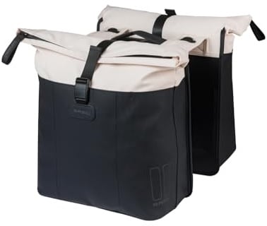 Basil Vive Doppeltasche - MIK inkl. - 28-35L - Robust Bag - Weiß Schwarz