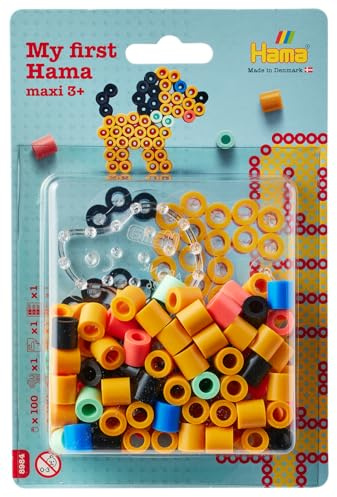 Hama Perlen 8984 Maxi Bügelperlen kleine Blister Packung mit ca. 100 Bastelperlen mit Durchmesser 10 mm, Motiv Hund, kreativer Bastelspaß für Groß und Klein
