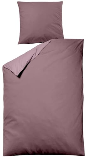 sleepling Satin Bettwäsche, 2-teiliges Set: 1x 135x200cm Bettbezug & 1x 80x80cm Kissenbezug, 100% Mako Baumwolle, Wendebettwäsche, Seidig Weich, Oeko-TEX, Made in EU, Waschbar bis 60 Grad, Mauve
