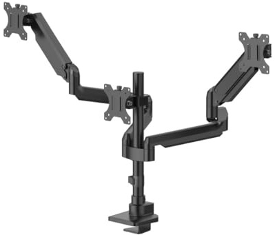 Hama Monitorhalterung 3 Monitore, 17-32, Gasdruckfeder, vollbeweglich | Monitorarm schwarz, schwenkbar, neigbar, höhenverstellbar, 360° drehbar, ergonomisch arbeiten, Monitorarm m. Kabelmanagement