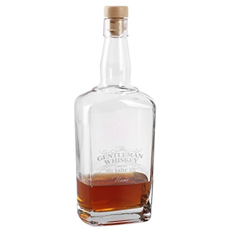 Herz & Heim® Whisky Karaffe mit Gravur 700 ml - Gentleman Whiskey - mit Namen und Geburtsjahr