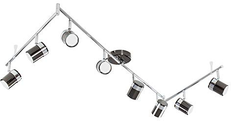 MiniSun | Modern Black Chrome and Chrome 8 Way Adjustable Flexi Z Ceiling Spotlight | Ceiling Spots, Home Décor & Improvement Essential | Includes 5W LED Bulbs [6500K Cool White]