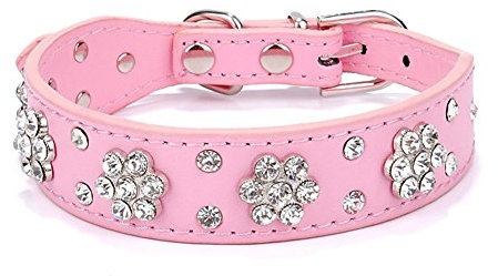 Ericotry Collier réglable en cuir PU pour chien de taille moyenne Rose