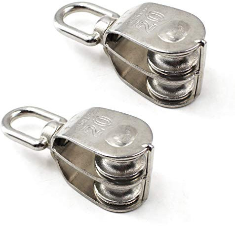 M20 Doppelrolle 304 Edelstahlrolle Flaschenzug 2 Stück (Laden: 75KG)