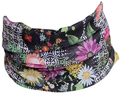 Hilltop Multifunktionstuch, Halstuch Herren, Schlauchschal Damen, Schlauchtuch, Bandana mit vernähten Saumkanten, M.Tuch:Pink Black Flower