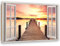 Feeby - Wandbilder Wohnzimmer 90x60 cm, Deko Paneel Bilder, Bilder für Schlafzimmer, Echter Gemalter Effekt, Moderne Wanddeko, Gemälde - Fensterblick, Sonnenuntergang - Orange