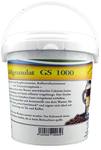 1L GS1000 Nachfüllgranulat - für Krug- und Tankfilter/Tischwasserfilter/Bügelstationen/Luftbefeuchter/Wasserfilter/Filterpatronen/Nachfüllkartuschen/Kaffeemaschinenfilter