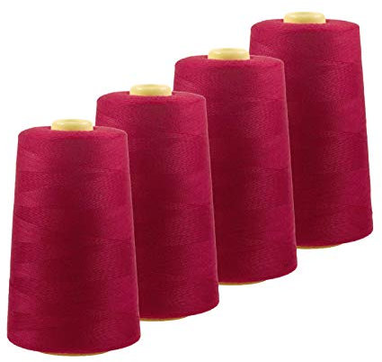 4 x 4572m Qualitäts Overlock-Garn Overlock-Nähgarn Oeko-Tex Farben 541 bis 580, Farbe:A567 himbeerrot