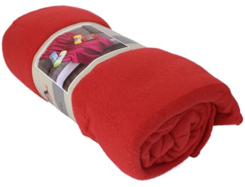 Fleecedecke Polarfleece versch. Unifarben 130x170cm Wohndecke Schlafdecke Decke, Farbe:rot