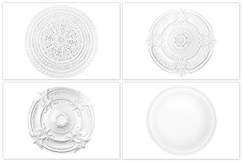 HEXIM Stuckrosetten aus PU, Ø 95-101cm - leichte und solide Verzierungen für Wand & Decke - (R126, Ø 101 cm) Stuck Deckenrosette modern für Kronleuchter Rosette Wandrosette Zierelement