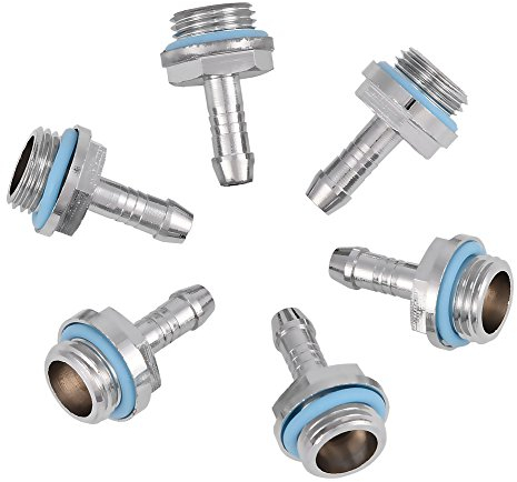 Yosoo Health Gear G1/4-Adapter für Stangenbefestigung, Schlauchanschluss an Rohrverschraubungen Anschluss für Computer-Wasserkühlsystem, 6 Stück(6mm)