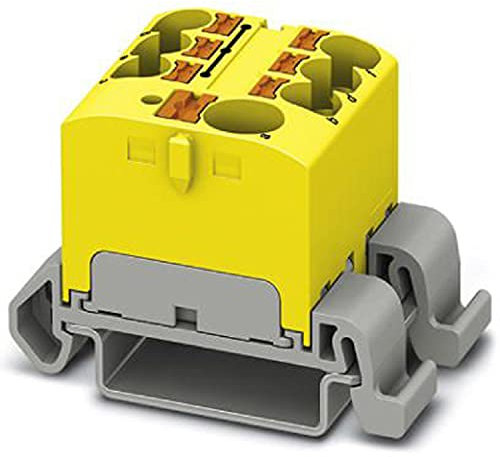 PHOENIX CONTACT PTFIX 10/6X4-NS35A YE Verteilerblock, 57 A, Anzahl der Anschlüsse 7, Querschnitt 0,5 mm²-10 mm², AWG 20-6, Breite 27,9 mm, Gelb, 8 Stück