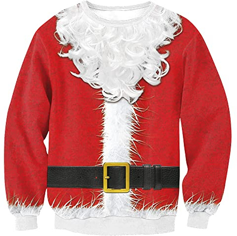 Arvilhill Herren-Sweatshirt mit lustigem Weihnachtsmotiv, langärmelig, unisex, Größe S - 3XL, Santa Claus Beard01, Medium