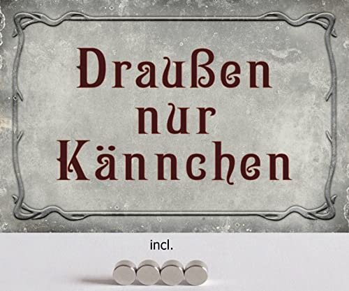 Blechschild 20x30 Draußen nur Kännchen Kult Wand Schild Cafe lustiger Spruch mit 4 starken Magneten