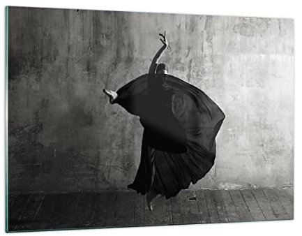 Wandbilder Dekoration Wohnzimmer Tanz Schwarz Kleid Bilder auf Glas 120x80cm Glasbild Schlafzimmer Küche Deko Wand Kunstdruck Art Groß XXL Wanddeko Bild im Glas Modern Wall Decor GAA120x80-4536
