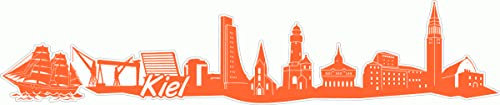 Skyline4u Kiel Skyline Aufkleber Sticker Autoaufkleber City Gedruckt - 40x8,1cm orange