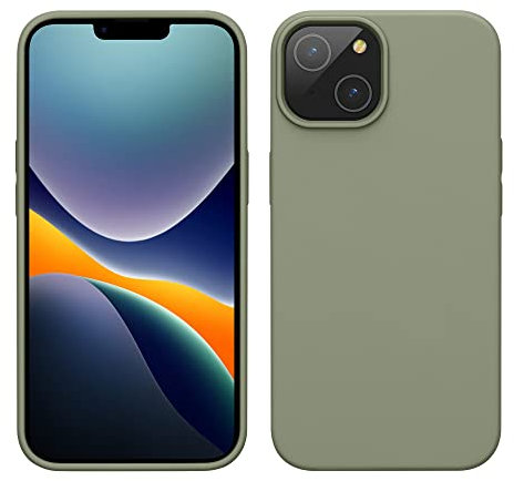 kwmobile Handyhülle für iPhone 14 Hülle, für iPhone 14 Case - Hülle Silikon - kabelloses Laden - Graugrün
