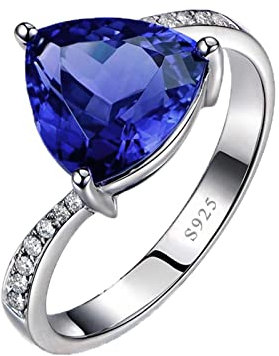 Banemi Zarter Silberring Damen Ring Schmuck Egirl Blau Oval Zirkonia Sinnvolle Geschenke für Freundin Größe 49 (15.6)