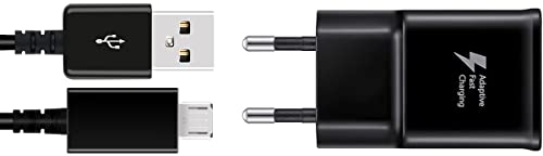 USB Ladegerät, Adaptives Schnellladegerät AFC Netzteil mit Micro USB Ladekabel1,5M für Samsung Galaxy S7/S6/S2 S3/S4/S5 Edge/A03/J3/J7/ Note 5, LG Stylo 2 3 Plus, Moto G5/E6/E5(Schwarz)